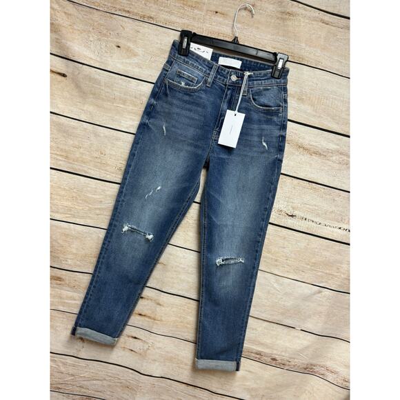 Vervet Womens Mom Jeans Size 24 Blue Erika Stretch New Distressed Medium Wash - Picture 11 of 16